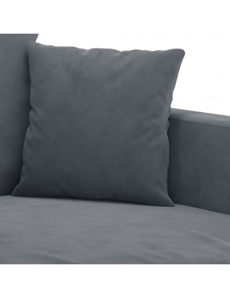 Set di Divani 2 pz con Cuscini Grigio Scuro in Velluto