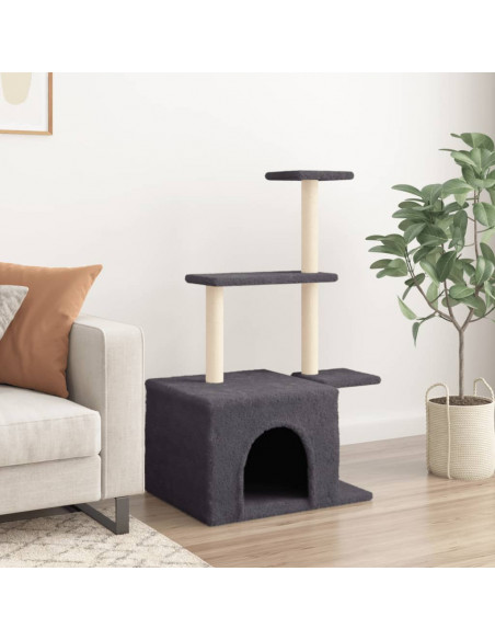 Albero per Gatti con Tiragraffi in Sisal Grigio Scuro 110 cm