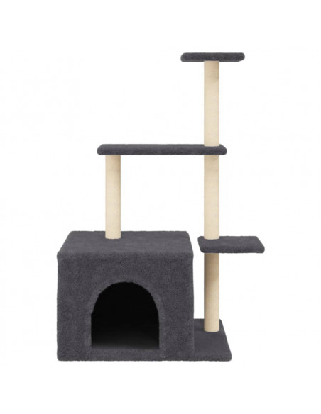 Albero per Gatti con Tiragraffi in Sisal Grigio Scuro 110 cm