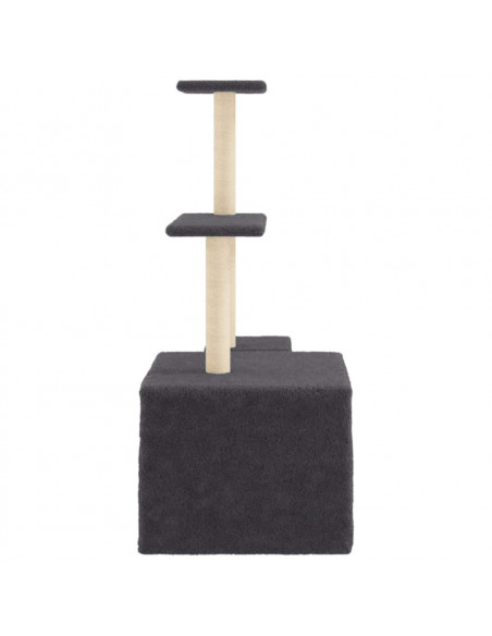 Albero per Gatti con Tiragraffi in Sisal Grigio Scuro 110 cm