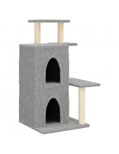 Albero per Gatti con Tiragraffi in Sisal Grigio Chiaro 97 cm