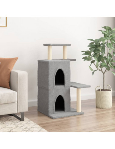 Albero per Gatti con Tiragraffi in Sisal Grigio Chiaro 97 cm