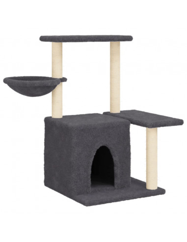 Albero per Gatti con Tiragraffi in Sisal Grigio Scuro 83 cm