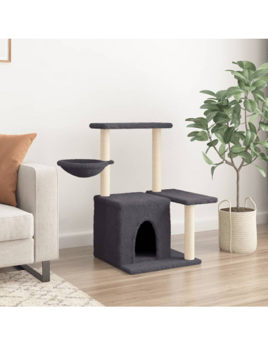 Albero per Gatti con Tiragraffi in Sisal Grigio Scuro 83 cm