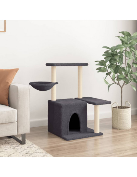 Albero per Gatti con Tiragraffi in Sisal Grigio Scuro 83 cm