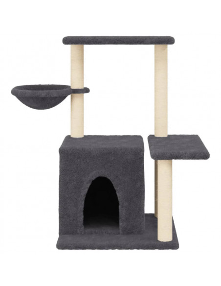 Albero per Gatti con Tiragraffi in Sisal Grigio Scuro 83 cm
