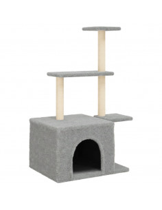 Albero per Gatti con Tiragraffi in Sisal Grigio Chiaro 110 cm 2