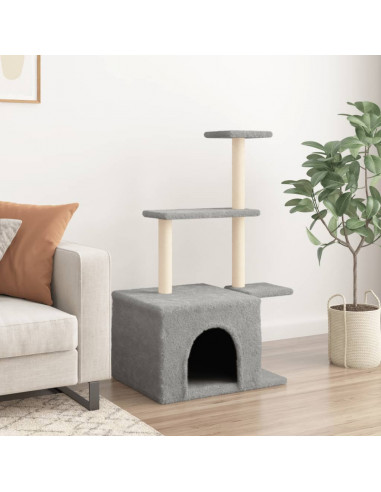 Albero per Gatti con Tiragraffi in Sisal Grigio Chiaro 110 cm