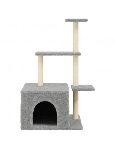 Albero per Gatti con Tiragraffi in Sisal Grigio Chiaro 110 cm