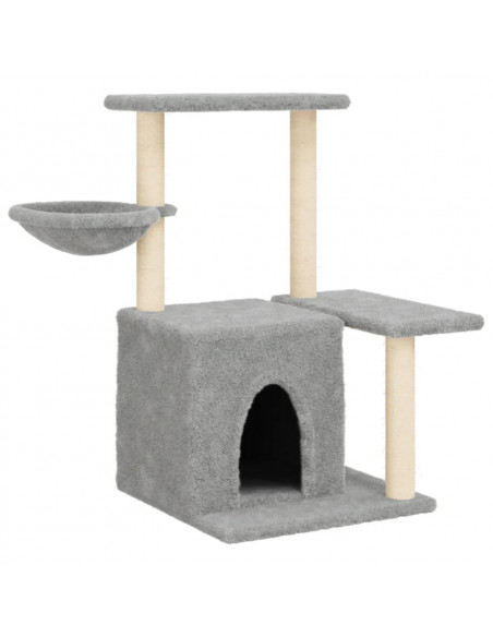 Albero per Gatti con Tiragraffi in Sisal Grigio Chiaro 83 cm