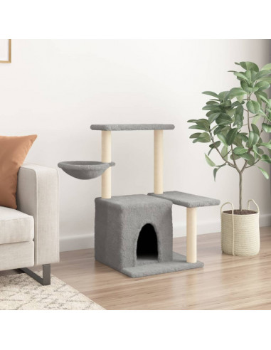 Albero per Gatti con Tiragraffi in Sisal Grigio Chiaro 83 cm