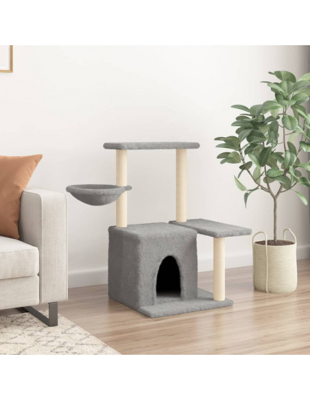 Albero per Gatti con Tiragraffi in Sisal Grigio Chiaro 83 cm
