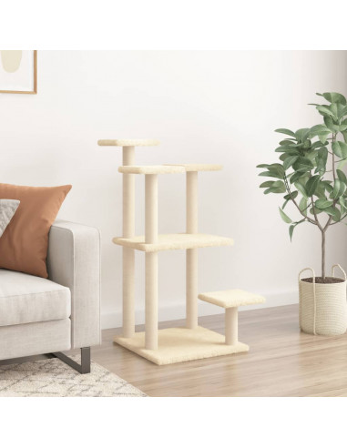 Pali Tiragraffi per Gatti con Piattaforme Crema 98,5 cm