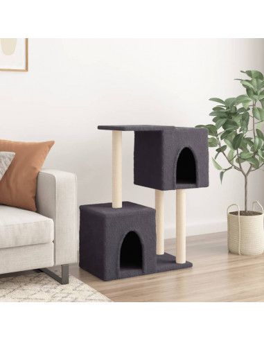 Albero per Gatti con Tiragraffi in Sisal Grigio Scuro 86 cm