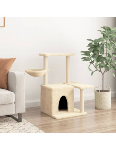 Albero per Gatti con Tiragraffi in Sisal Crema 83 cm