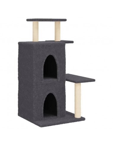 Albero per Gatti con Tiragraffi in Sisal Grigio Scuro 97 cm