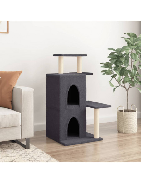 Albero per Gatti con Tiragraffi in Sisal Grigio Scuro 97 cm