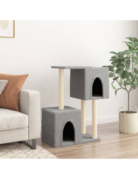Albero per Gatti con Tiragraffi in Sisal Grigio Chiaro 86 cm