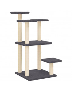 Pali Tiragraffi per Gatti con Piattaforme Grigio Scuro 98,5 cm 2
