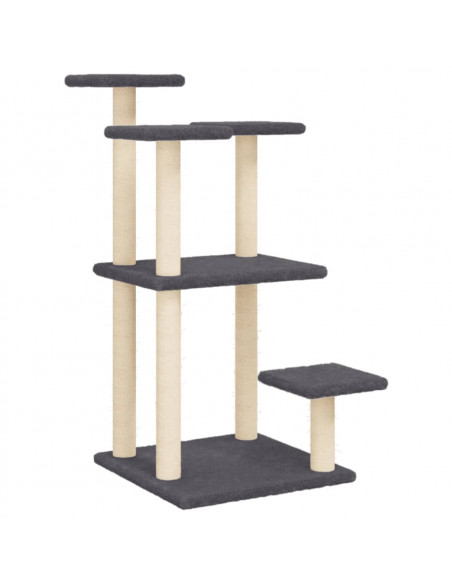 Pali Tiragraffi per Gatti con Piattaforme Grigio Scuro 98,5 cm