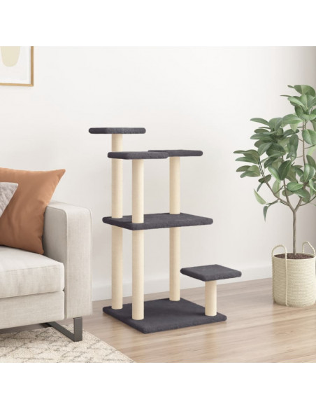 Pali Tiragraffi per Gatti con Piattaforme Grigio Scuro 98,5 cm