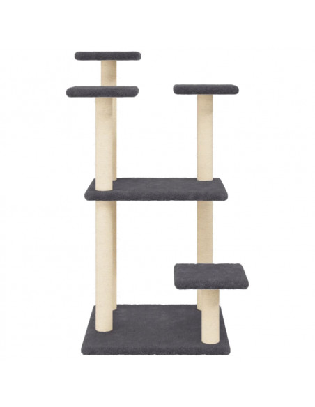 Pali Tiragraffi per Gatti con Piattaforme Grigio Scuro 98,5 cm