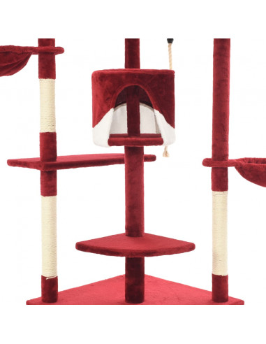 Albero per Gatti e Tiragraffi in Sisal 203 cm Rosso e Bianco