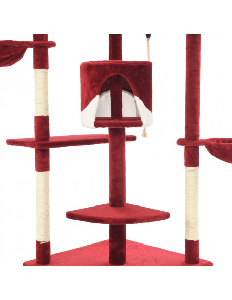 Albero per Gatti e Tiragraffi in Sisal 203 cm Rosso e Bianco