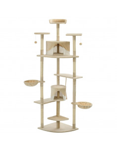 Albero per Gatti e Tiragraffi in Sisal 203 cm Beige e Bianco 2