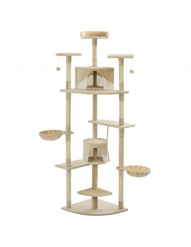 Albero per Gatti e Tiragraffi in Sisal 203 cm Beige e Bianco