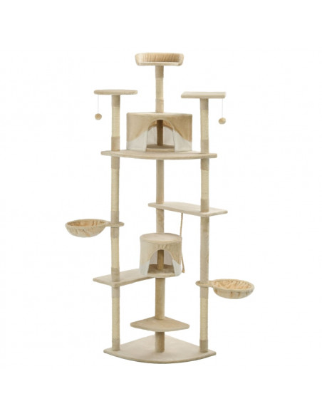 Albero per Gatti e Tiragraffi in Sisal 203 cm Beige e Bianco