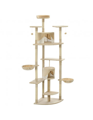 Albero per Gatti e Tiragraffi in Sisal 203 cm Beige e Bianco