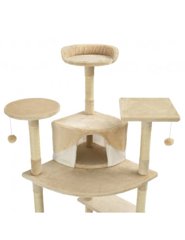 Albero per Gatti e Tiragraffi in Sisal 203 cm Beige e Bianco