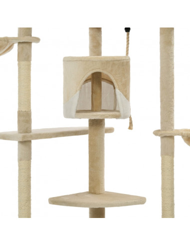 Albero per Gatti e Tiragraffi in Sisal 203 cm Beige e Bianco