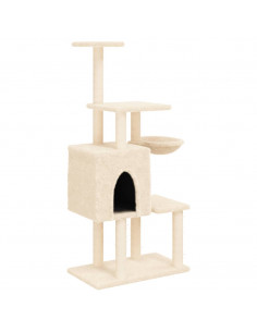 Albero per Gatti con Tiragraffi in Sisal Crema 131 cm 2