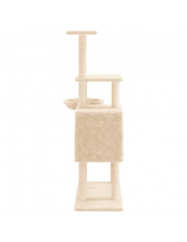 Albero per Gatti con Tiragraffi in Sisal Crema 131 cm