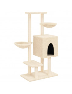 Albero per Gatti con Tiragraffi in Sisal Crema 117 cm 2