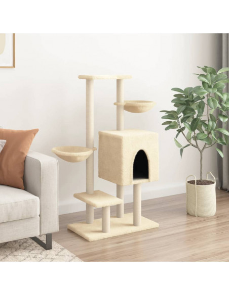 Albero per Gatti con Tiragraffi in Sisal Crema 117 cm