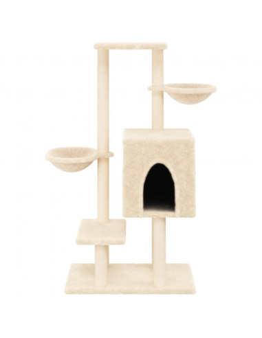 Albero per Gatti con Tiragraffi in Sisal Crema 117 cm