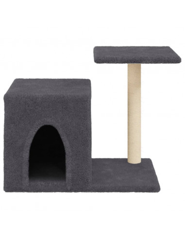 Albero per Gatti con Tiragraffi in Sisal Grigio Scuro 50,5 cm