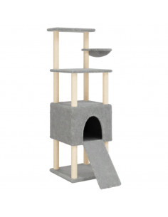 Albero per Gatti con Tiragraffi in Sisal Grigio Chiaro 153 cm 2