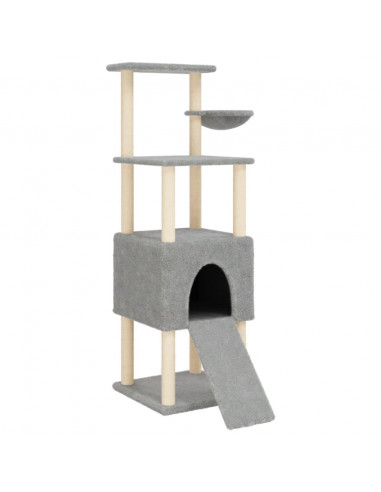 Albero per Gatti con Tiragraffi in Sisal Grigio Chiaro 153 cm