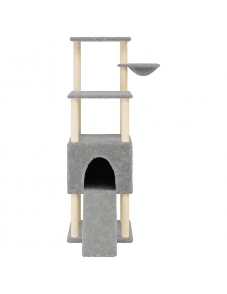 Albero per Gatti con Tiragraffi in Sisal Grigio Chiaro 153 cm