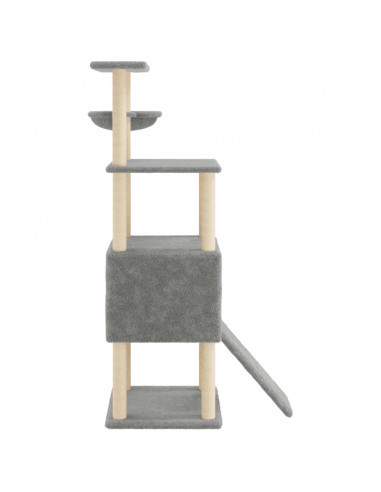 Albero per Gatti con Tiragraffi in Sisal Grigio Chiaro 153 cm