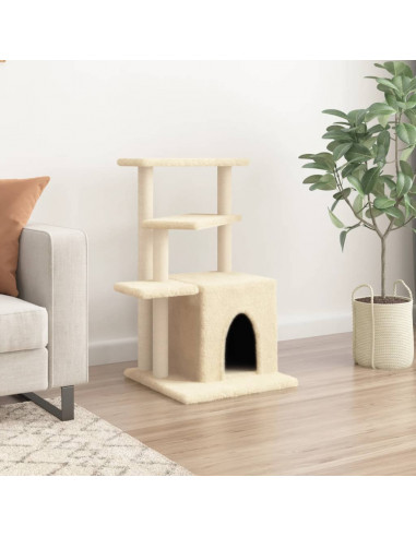 Albero per Gatti con Tiragraffi in Sisal Crema 83,5 cm