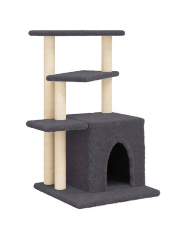 Albero per Gatti con Tiragraffi in Sisal Grigio Scuro 83,5 cm