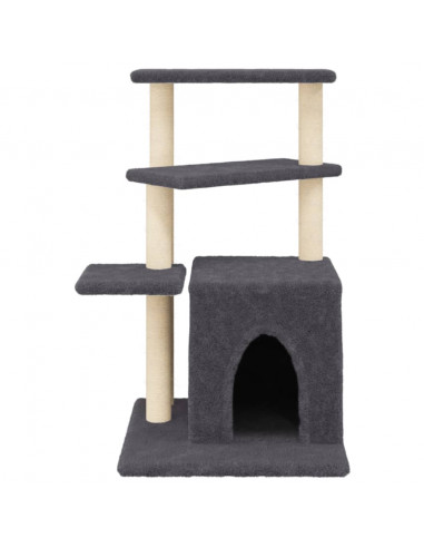 Albero per Gatti con Tiragraffi in Sisal Grigio Scuro 83,5 cm
