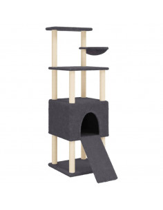Albero per Gatti con Tiragraffi in Sisal Grigio Scuro 153 cm 2