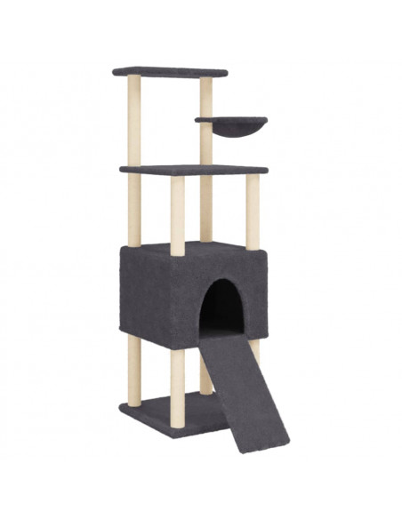 Albero per Gatti con Tiragraffi in Sisal Grigio Scuro 153 cm