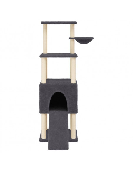 Albero per Gatti con Tiragraffi in Sisal Grigio Scuro 153 cm